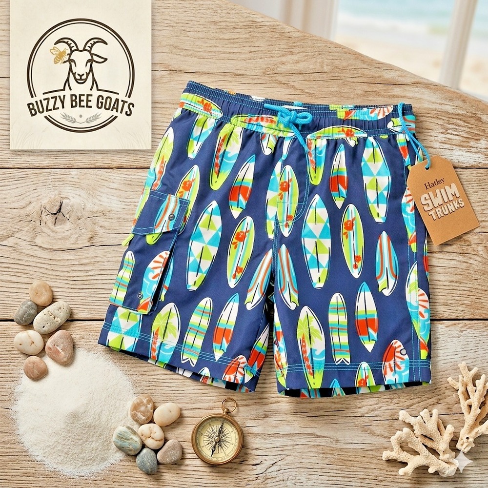 Hatley  surfboard print Polyester swim trunks Boys sz 3 New